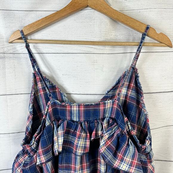 One Teaspoon Womens size Medium Vintage Check Romy Top Plaid Blue - Picture 6 of 10